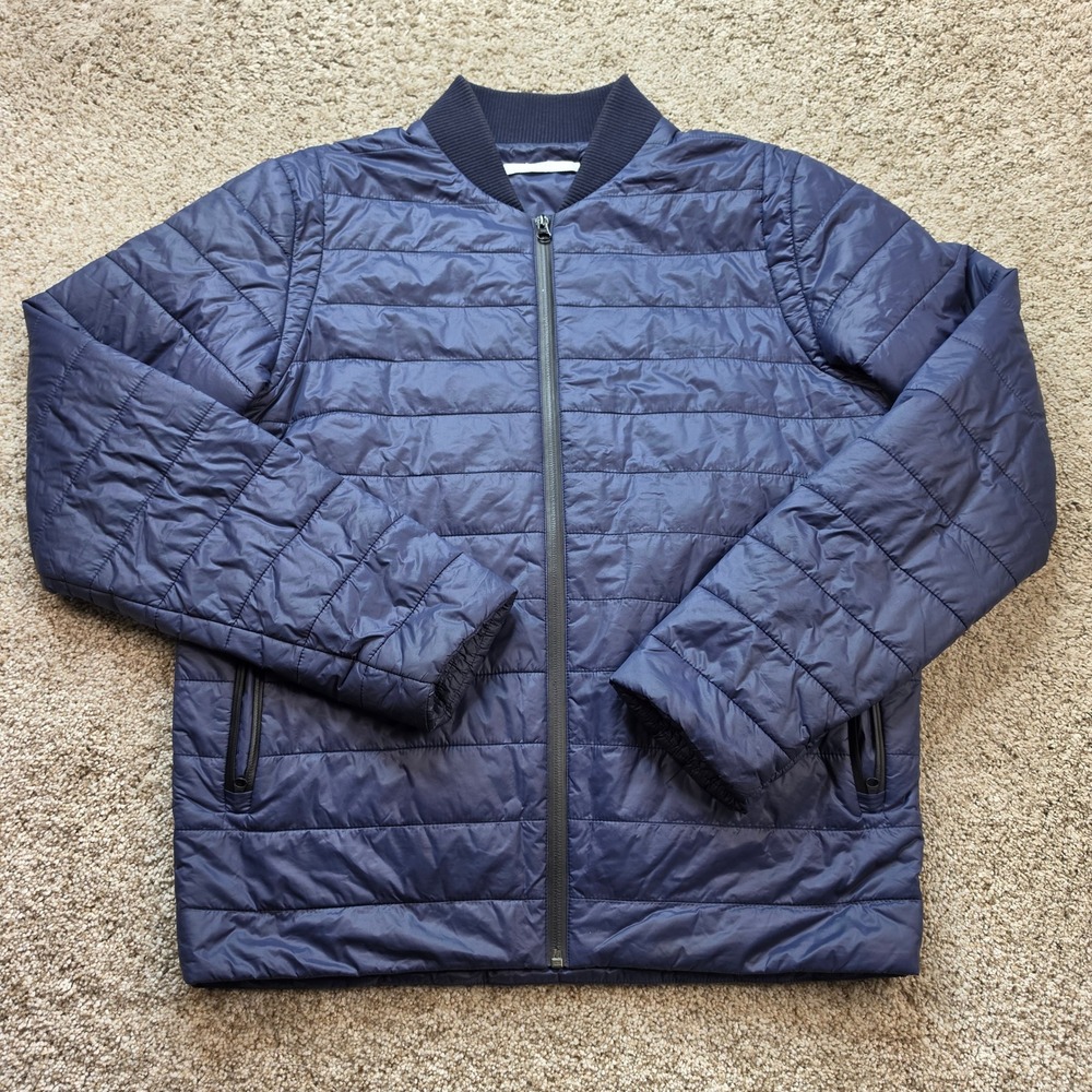 Outerknown Quilted Puffer Jacket Mens Large Navy Blue Outdoor Casual Hiking